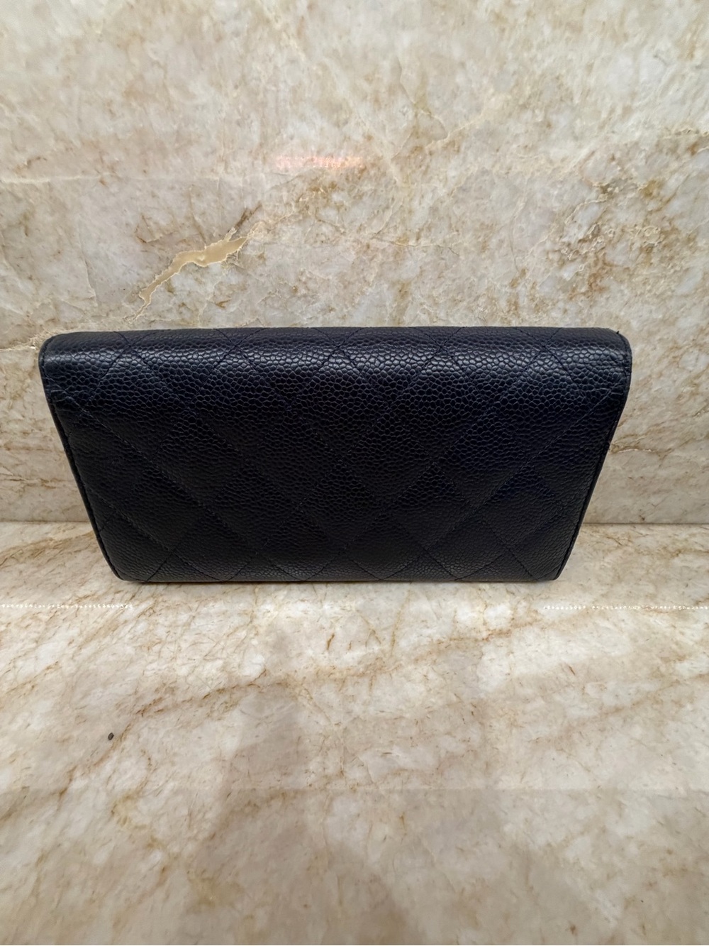 CHANEL Navy Quilted Caviar Leather Clutch with Silver Cc - Picture 2 of 11